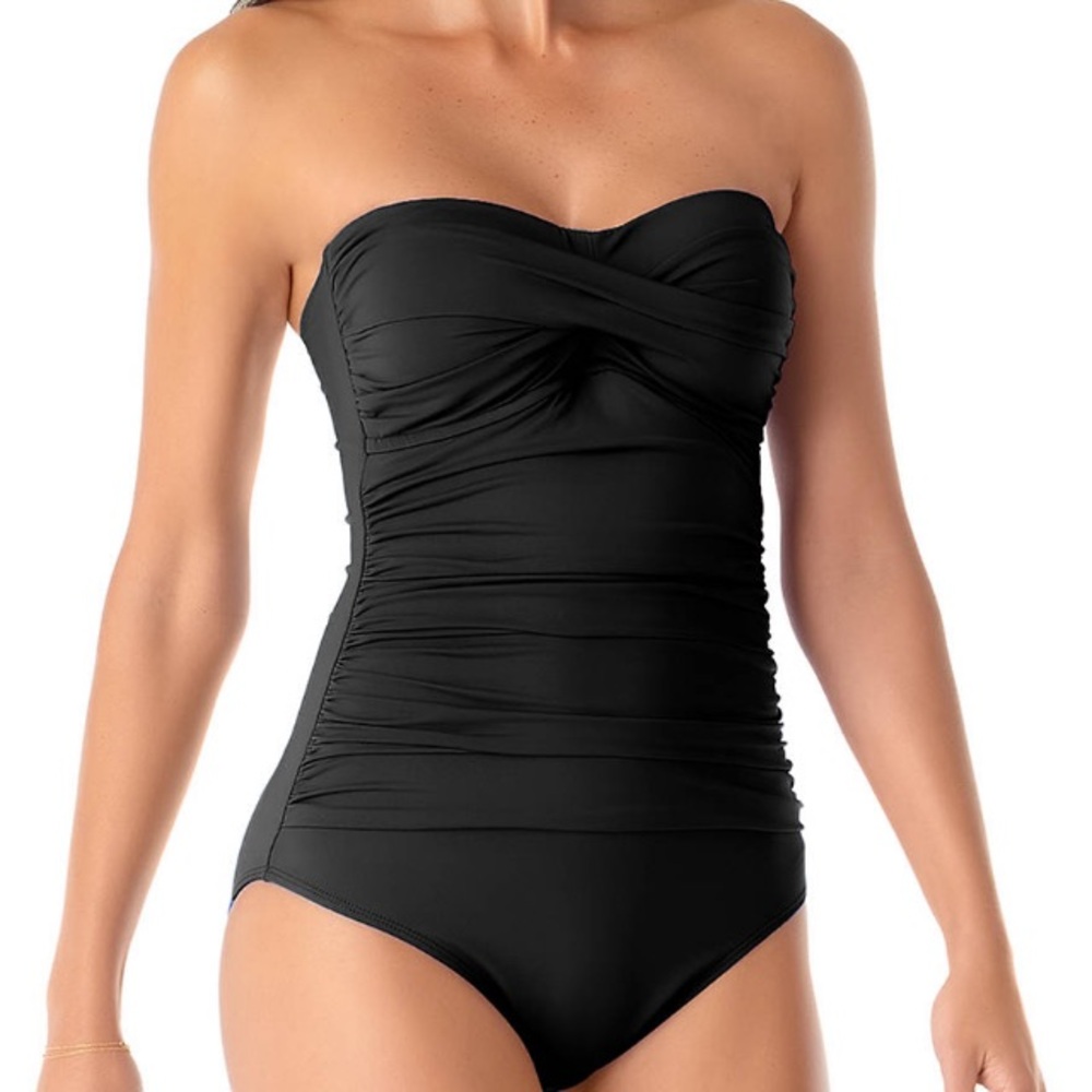 ANNE COLE Shirred Twist One Piece Swimsuit